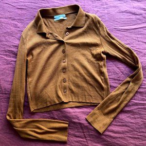 Orange Cropped Urban Outfitters XS Collared Cardigan